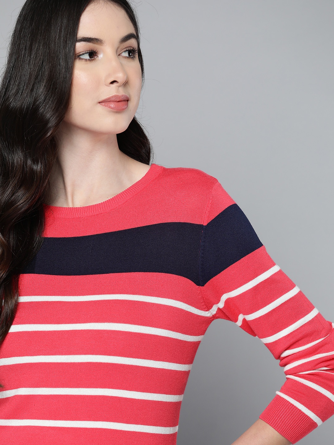

Harvard Women Red & White Striped Pullover