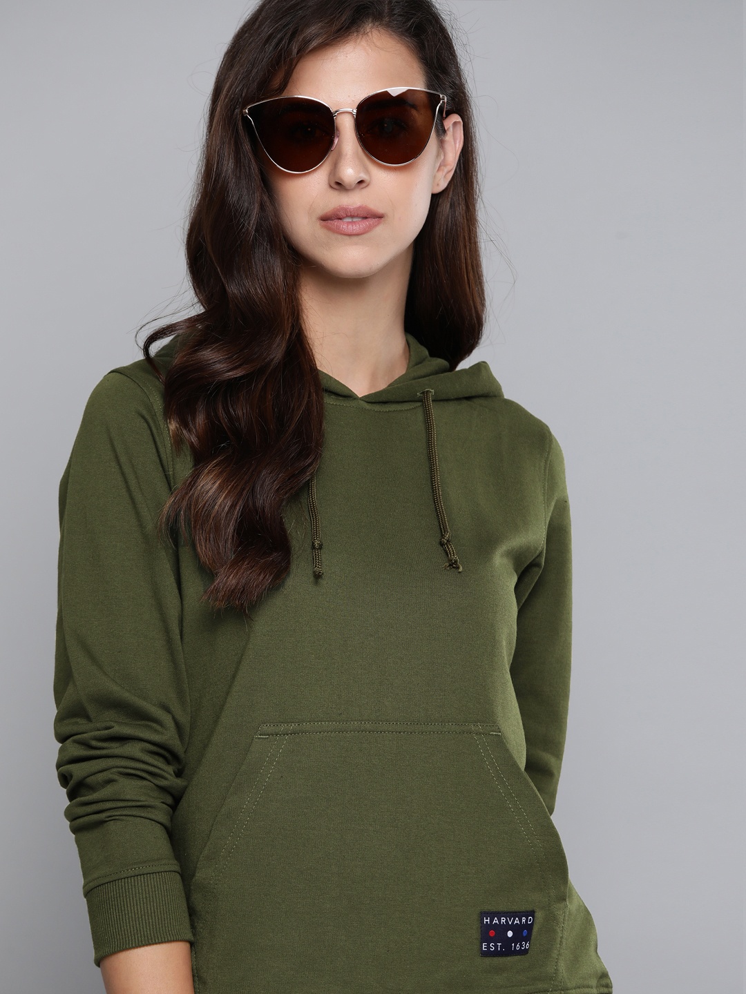 

Harvard Women Olive Green Hooded Sweatshirt