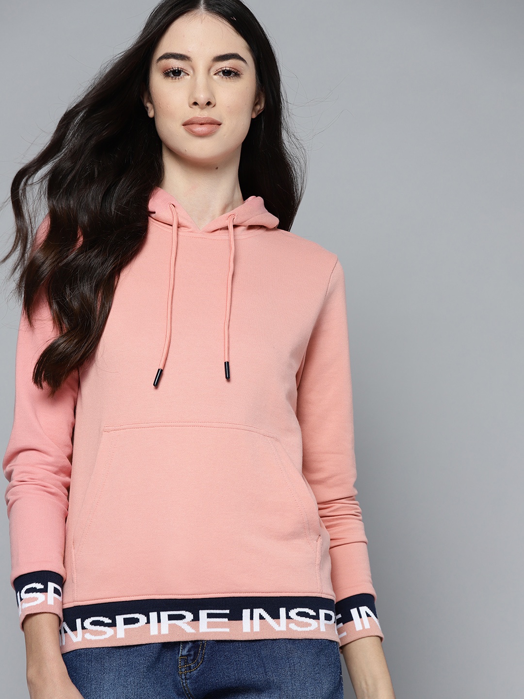 

Harvard Women Pink Solid Hooded Sweatshirt