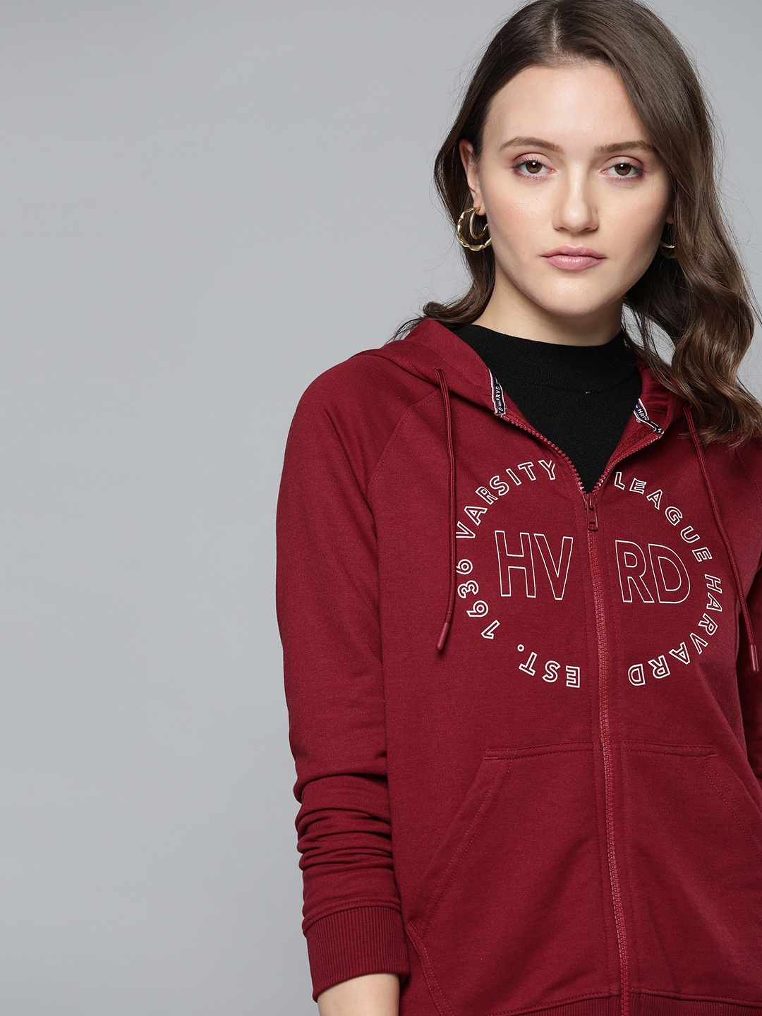 

Harvard Women Maroon & White Printed Hooded Sweatshirt