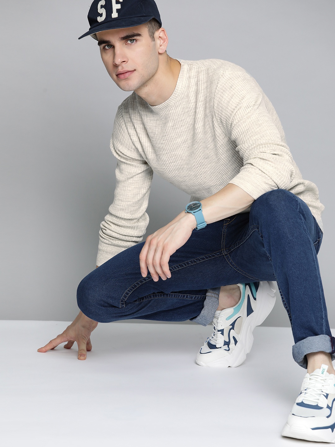 

Harvard Men Off White Acrylic Ribbed Pullover