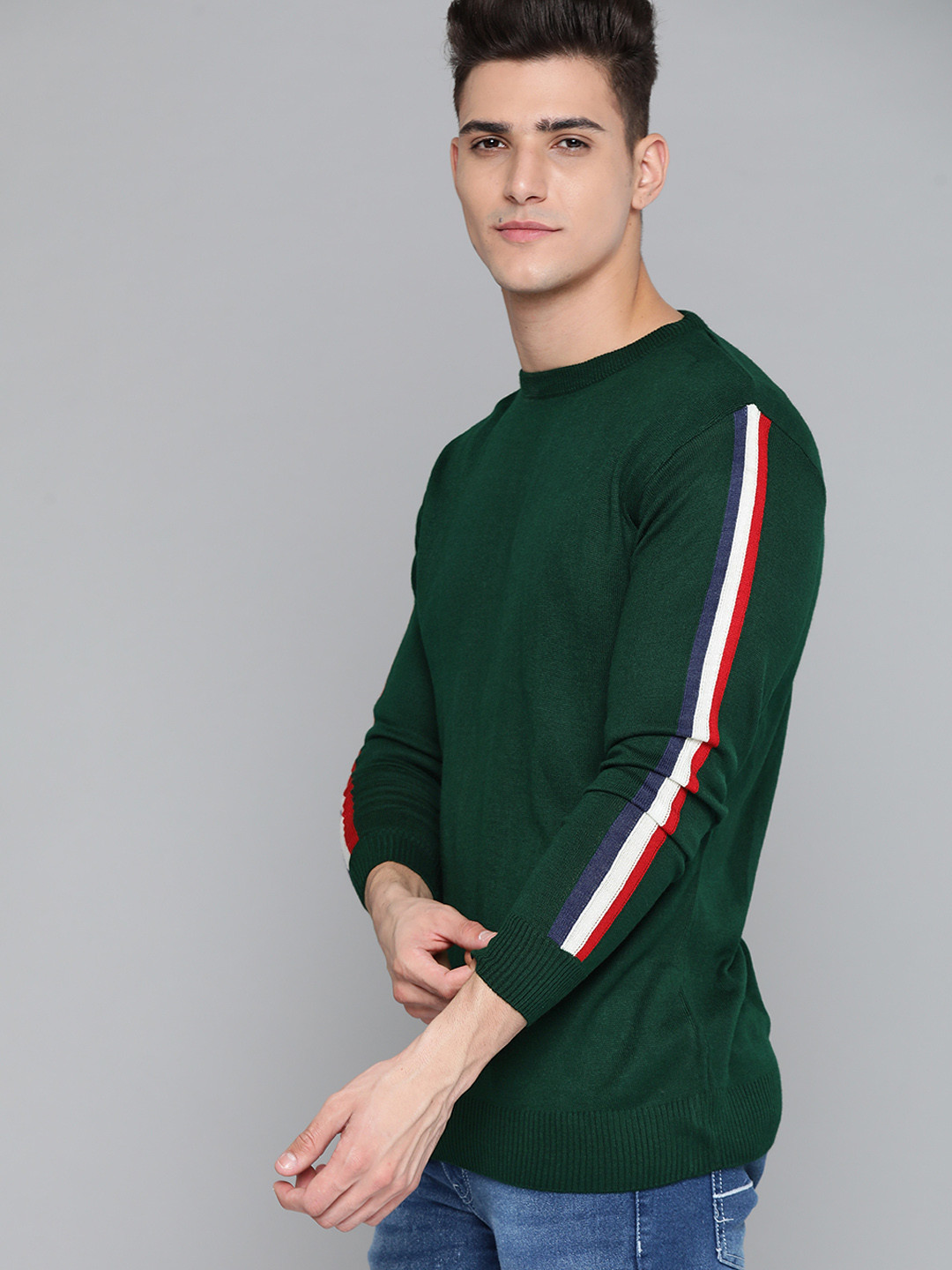 

Harvard Men Green Solid Pullover Sweater