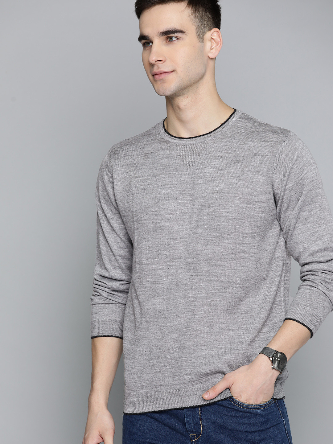 

Harvard Men Grey Melange Acrylic Pullover
