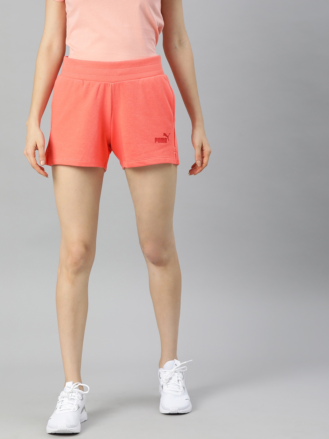 

Puma Women Peach-Coloured Mid-Rise ESS 4" Sweat Sports Shorts
