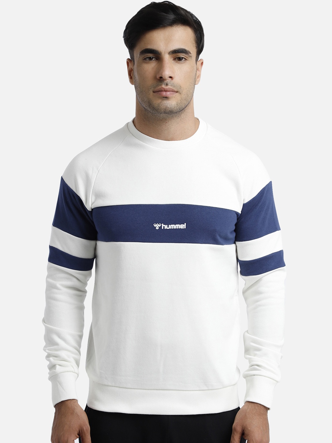 

hummel Men White Striped Sweatshirt
