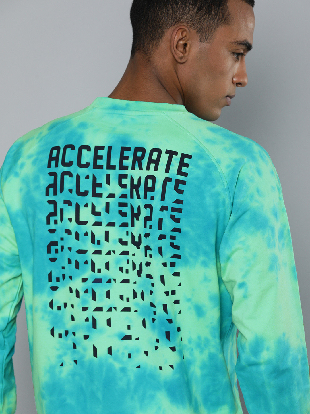 

HRX By Hrithik Roshan Men NEO Mint & Aquarius Bio-Wash Lifestyle Typography Sweatshirt, Sea green