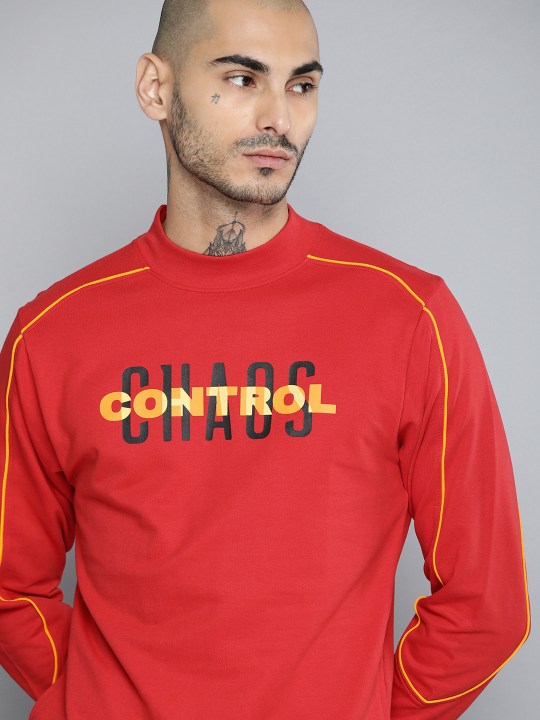 

HRX by Hrithik Roshan Men Red & Yellow Printed Sweatshirt