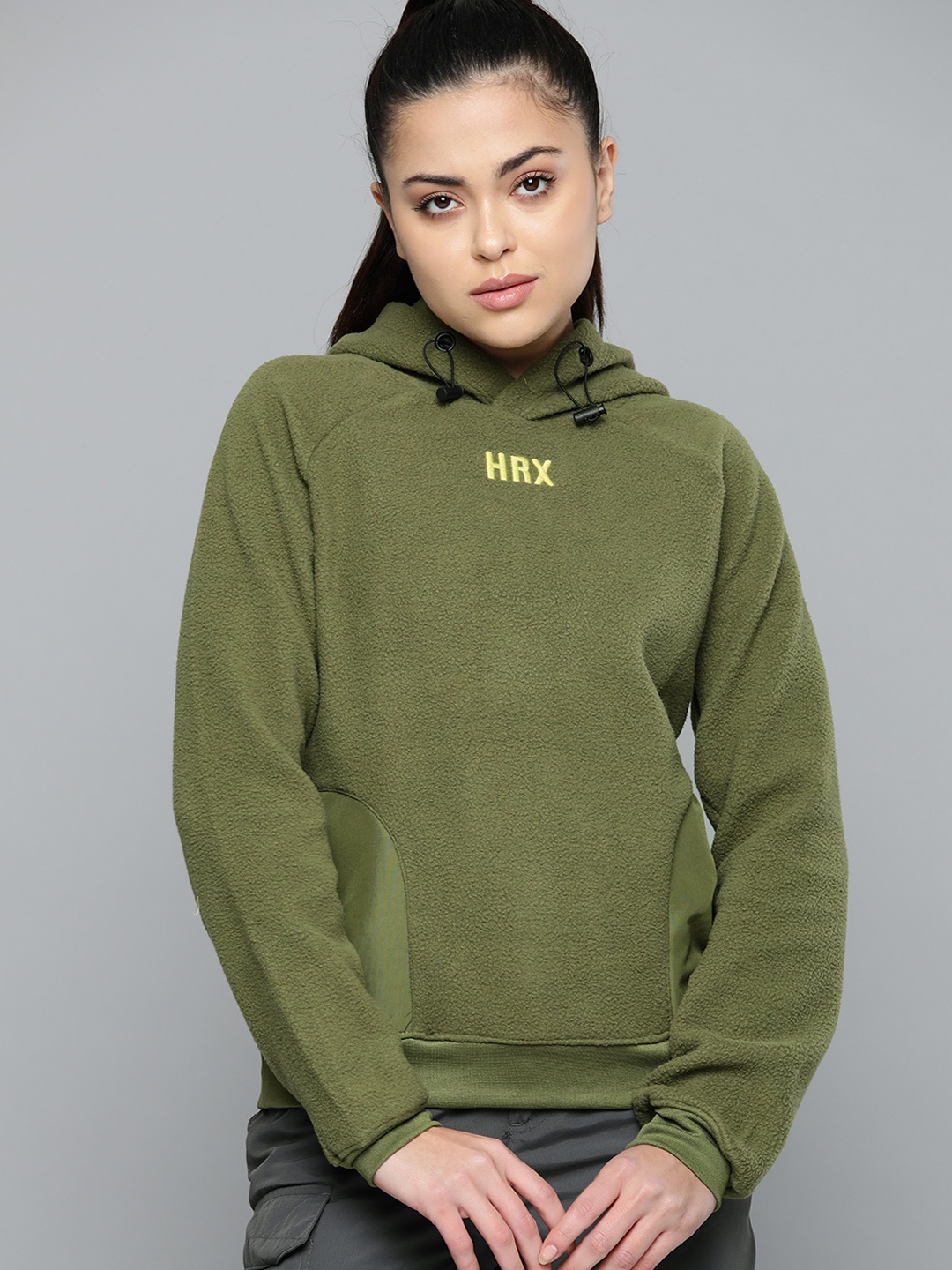 

HRX By Hrithik Roshan Outdoor Women Rapid-Dry Brand Carrier Sweatshirts, Olive