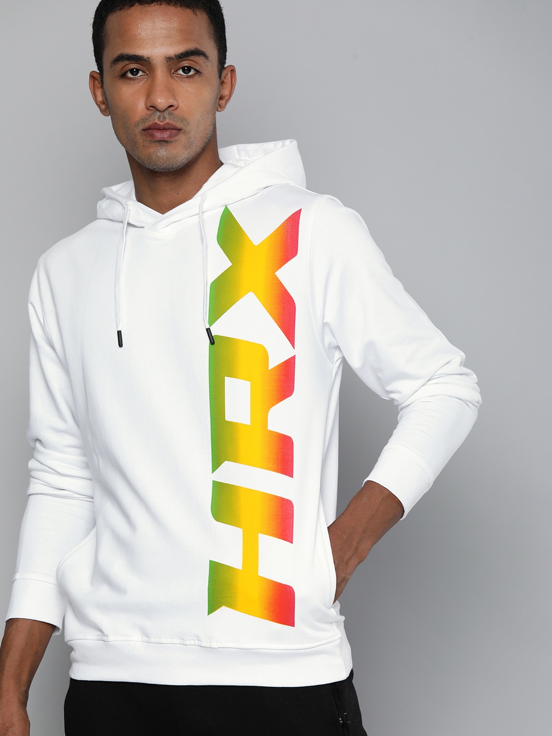 

HRX By Hrithik Roshan Lifestyle Men lemon Drop Bio-Wash Brand Carrier Sweatshirts, White