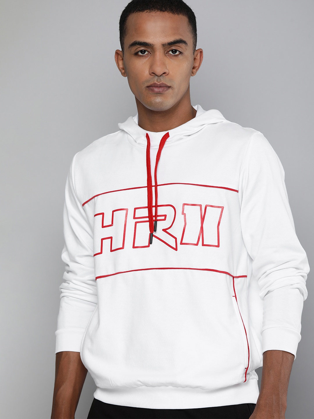 

HRX By Hrithik Roshan Lifestyle Men Optic White Bio-Wash Brand Carrier Sweatshirts