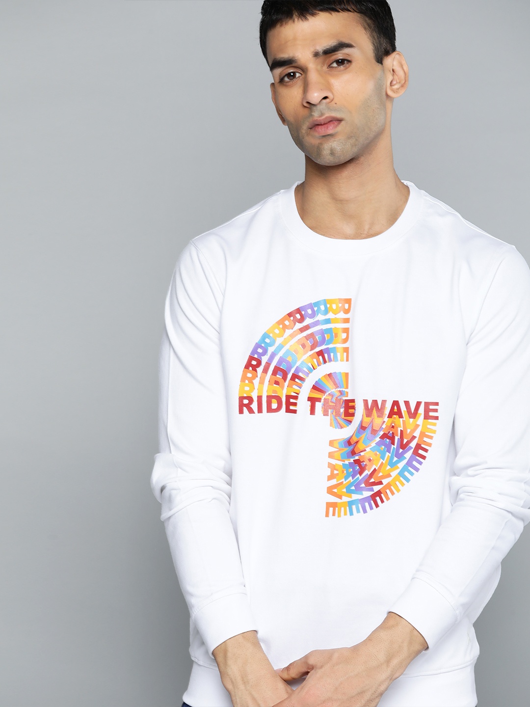 

HRX By Hrithik Roshan Lifestyle Men Optic White Bio-Wash GRAPHIC Sweatshirt