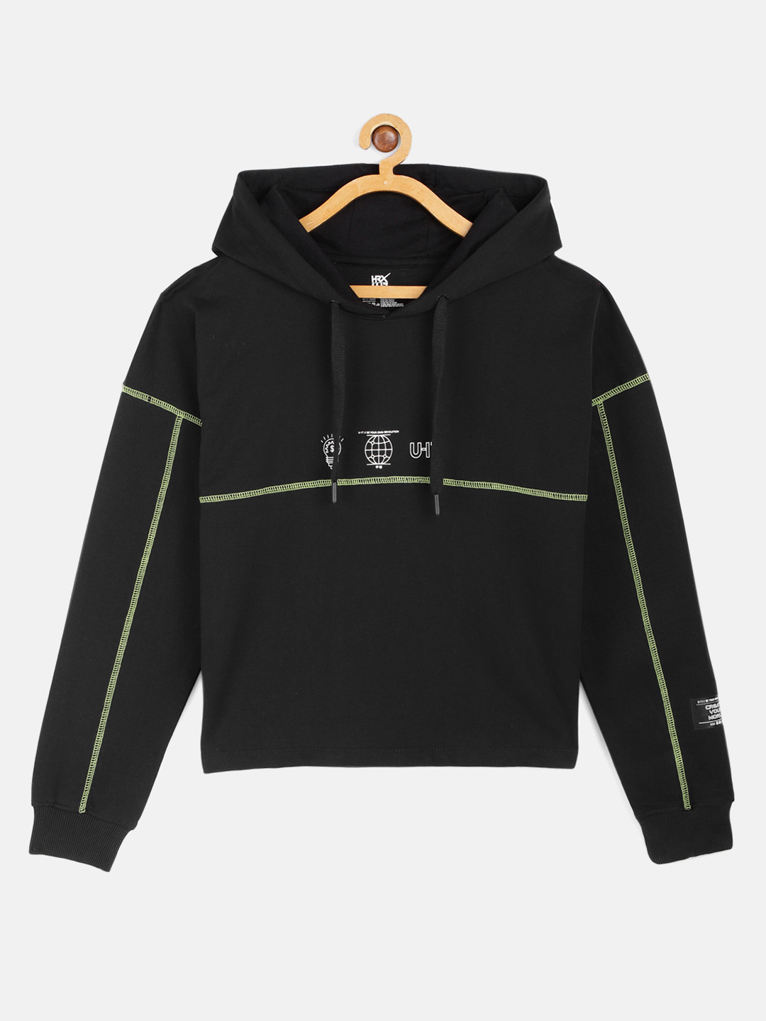 

HRX By Hrithik Roshan U-17 Lifestyle Girls Jet Black Rapid-Dry Solid Sweatshirts