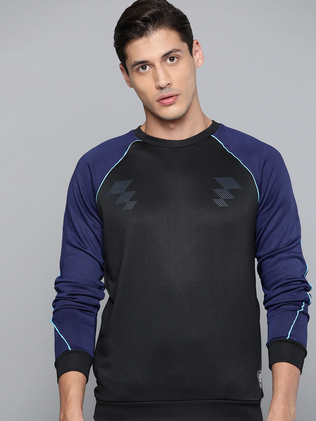 

HRX By Hrithik Roshan Football Men Jet Black & Medieval Blue Rapid-Dry Sweatshirt