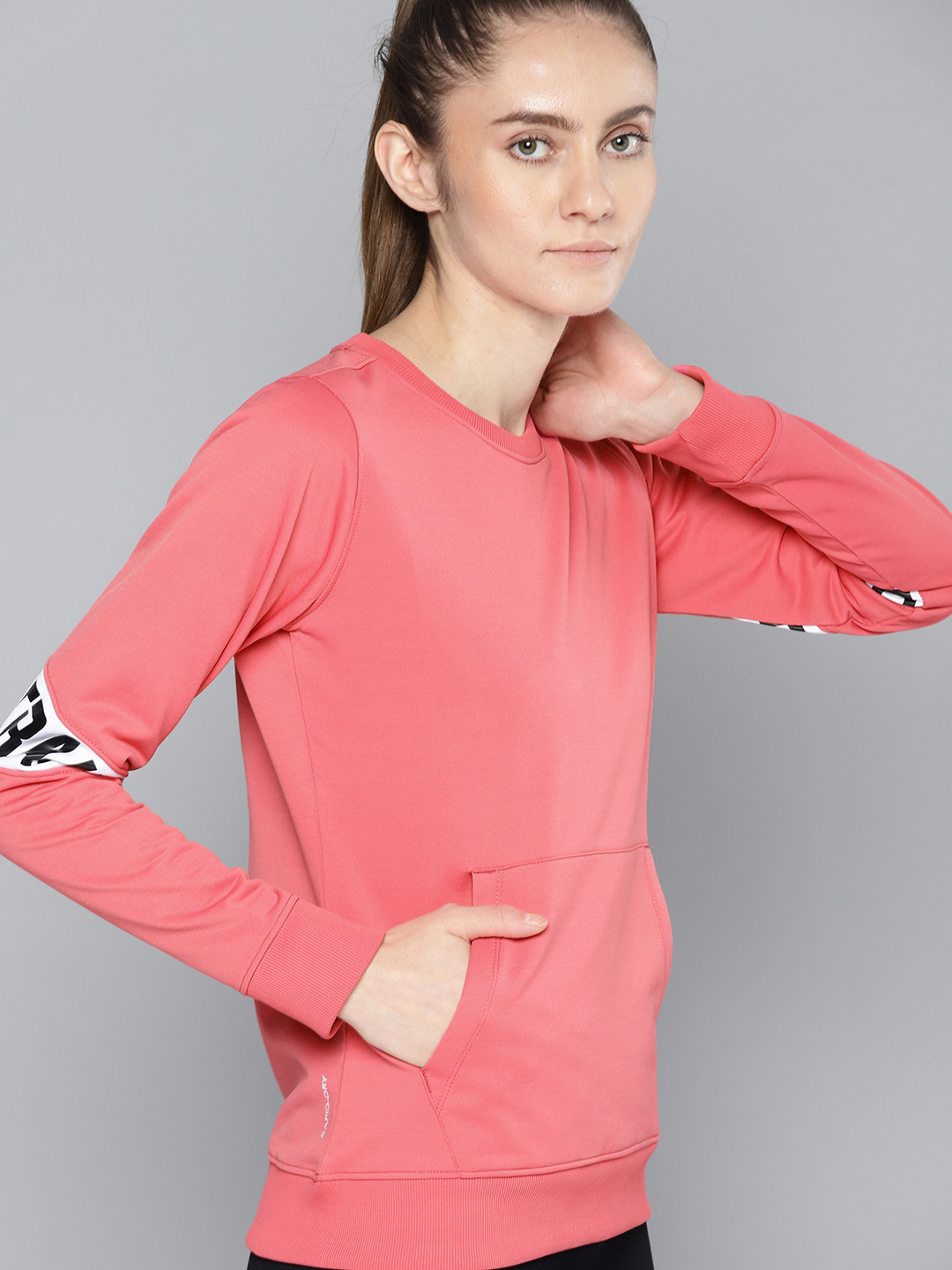 

HRX By Hrithik Roshan Training Women Desert Rose Rapid-Dry Solid Sweatshirts, Pink