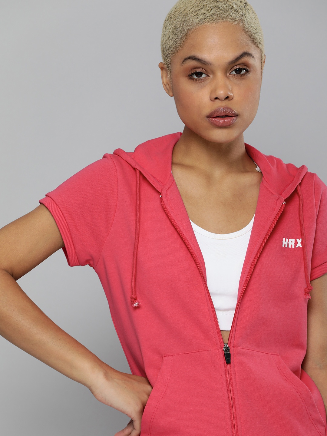 

HRX by Hrithik Roshan Women Pink Hooded Sweatshirt