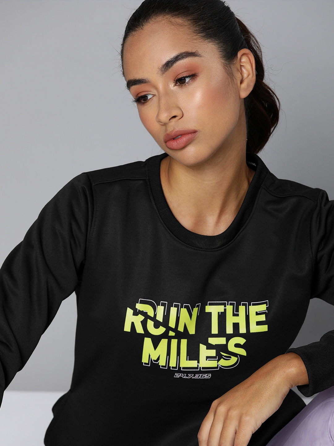 

HRX By Hrithik Roshan Running Women Jet Black Rapid-Dry Solid Sweatshirts