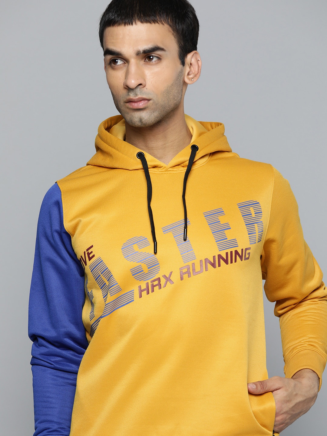 

HRX By Hrithik Roshan Running Men Ocher Rapid-Dry Printed Sweatshirt, Mustard