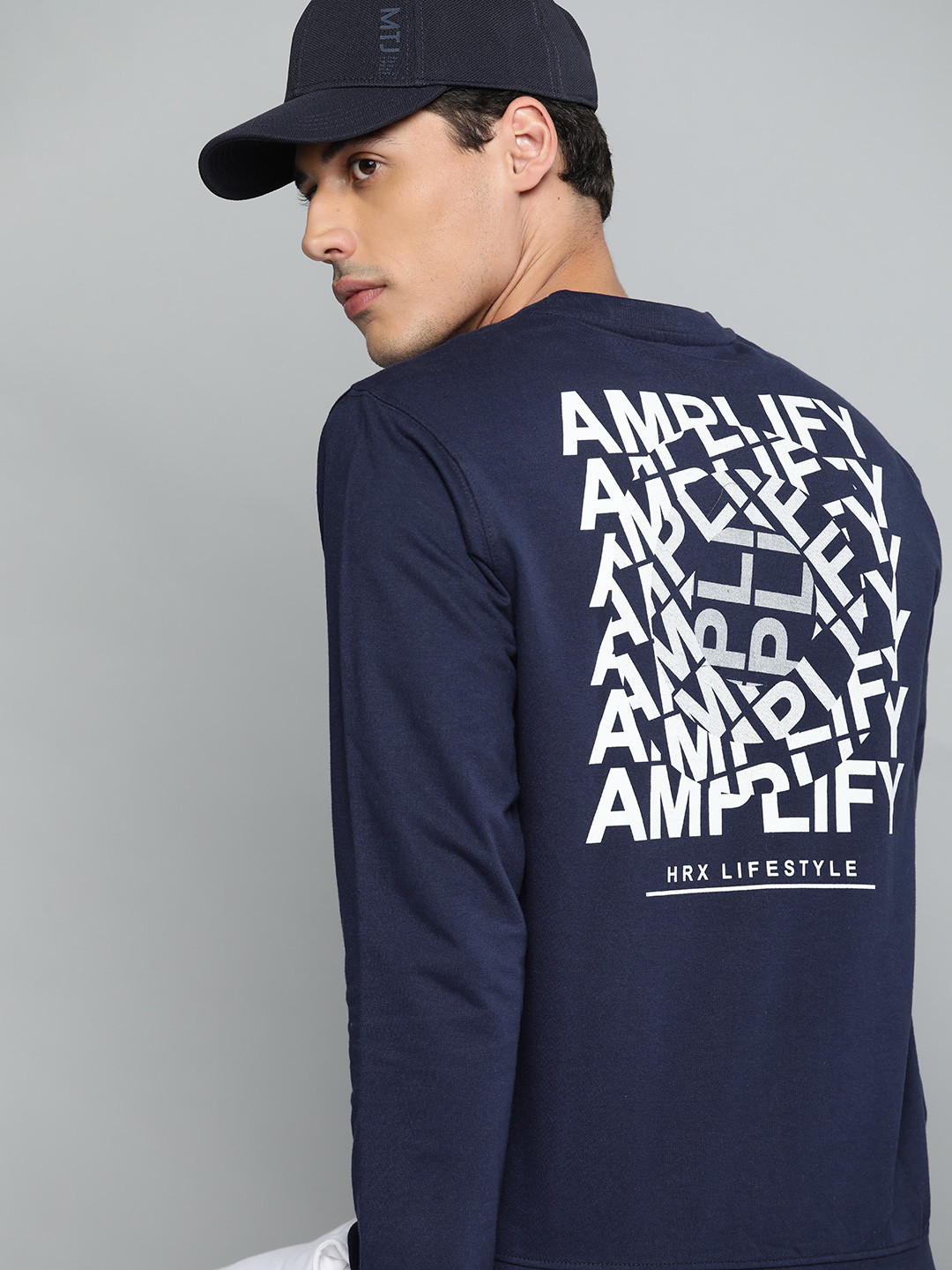 

HRX by Hrithik Roshan Lifestyle Men Medieval Blue Bio-Wash Typography Sweatshirt, Navy blue