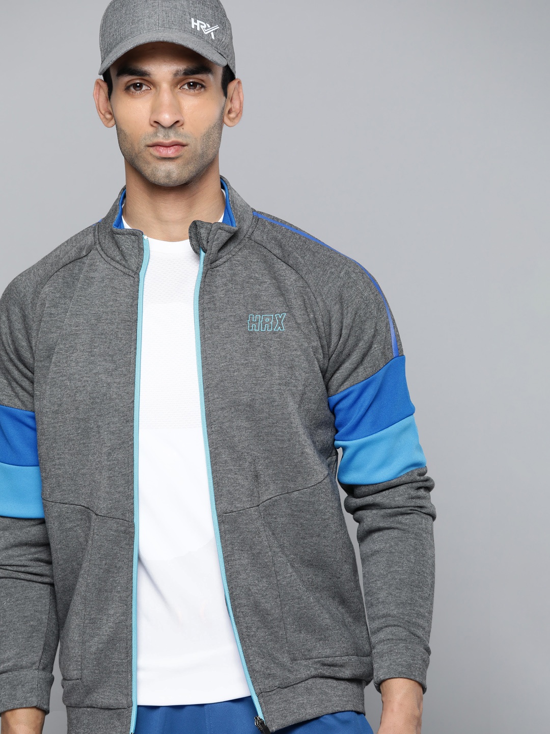 

HRX By Hrithik Roshan Lifestyle Men Charcoal Rapid-Dry Colourblock Sweatshirts