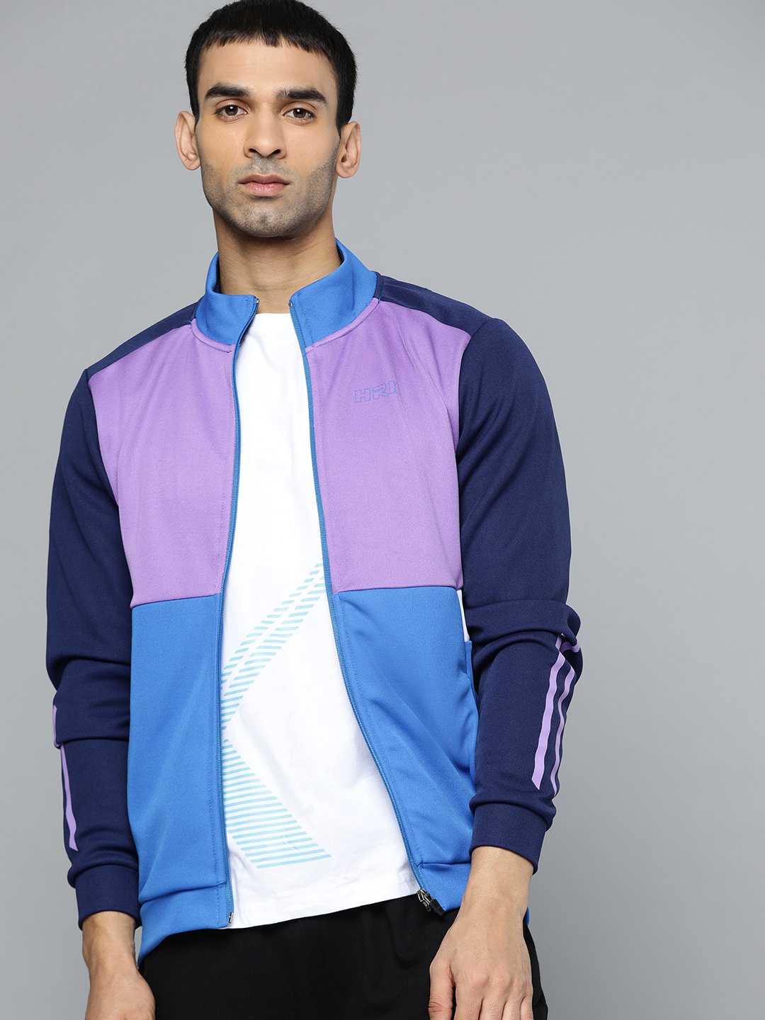 

HRX By Hrithik Roshan Lifestyle Men Sky Drive Rapid-Dry Colourblock Sweatshirts, Lavender