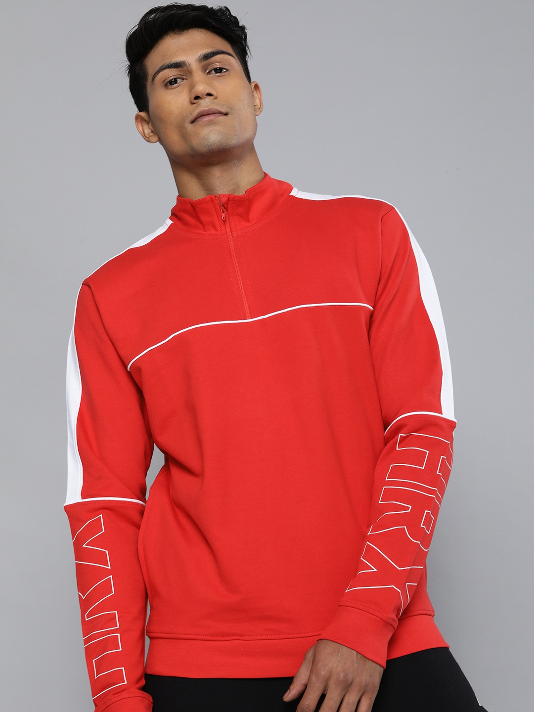 

HRX by Hrithik Roshan Men Red Colourblocked Sweatshirt