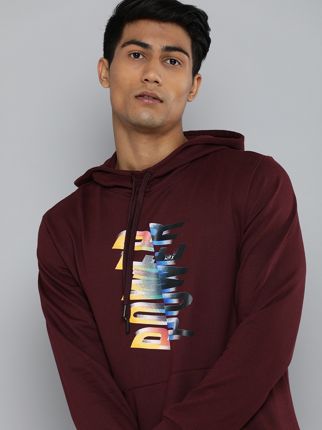 

HRX by Hrithik Roshan Men Maroon Printed Hooded Sweatshirt
