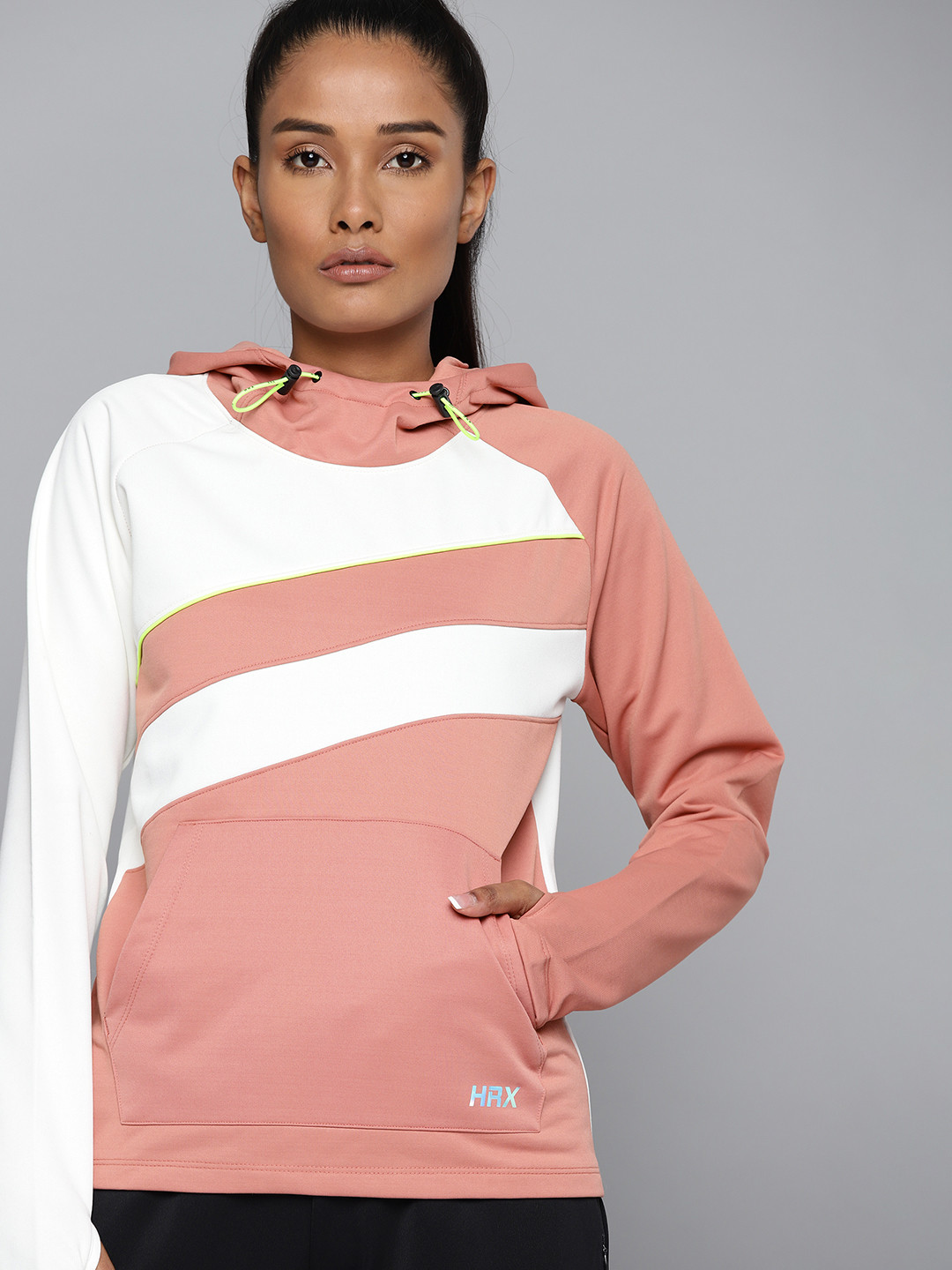 

HRX By Hrithik Roshan Running Women Bright White Rapid-Dry Colourblock Sweatshirt