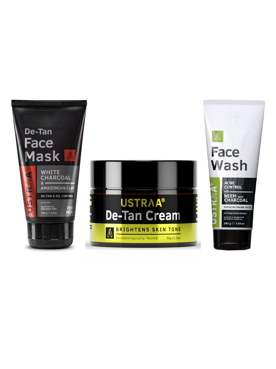 

Ustraa Men Set of Face Mask, Wash & De-Tan Cream, Black