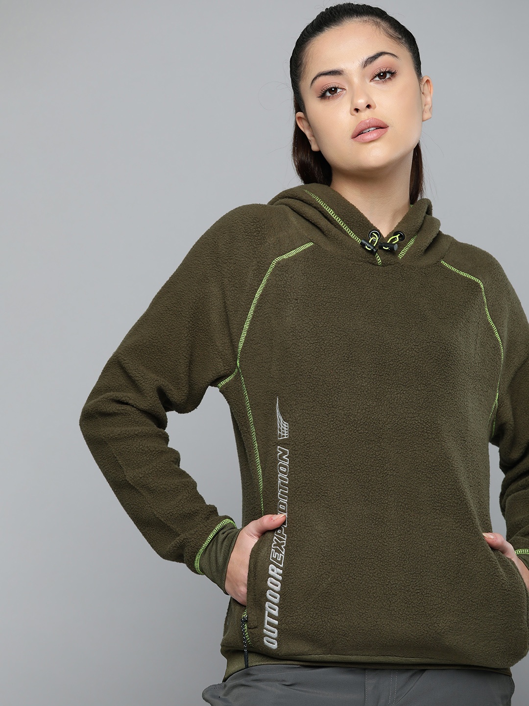 

HRX By Hrithik Roshan Outdoor Women Rapid-Dry Typography Sweatshirts, Olive