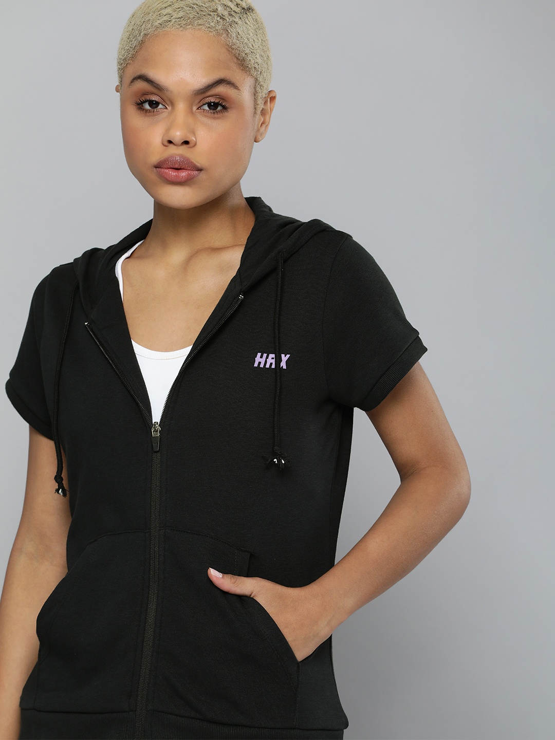 

HRX by Hrithik Roshan Women Black Hooded Sweatshirt