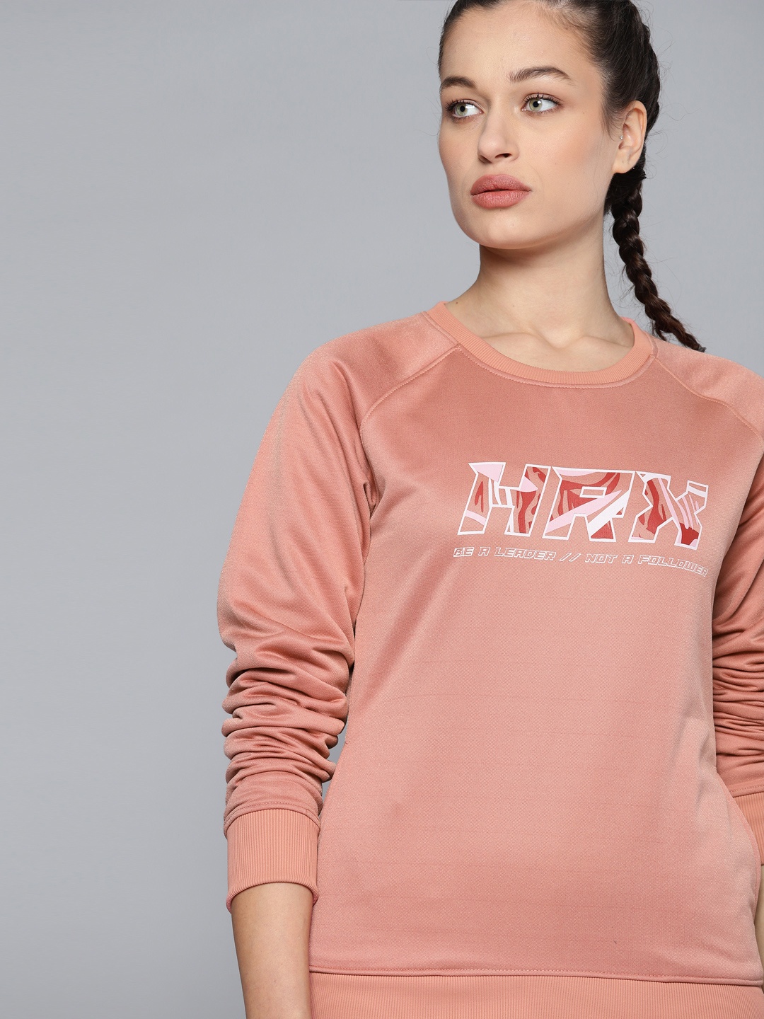 

HRX By Hrithik Roshan Running Women Rose Dawn Rapid-Dry Printed Sweatshirts, Peach