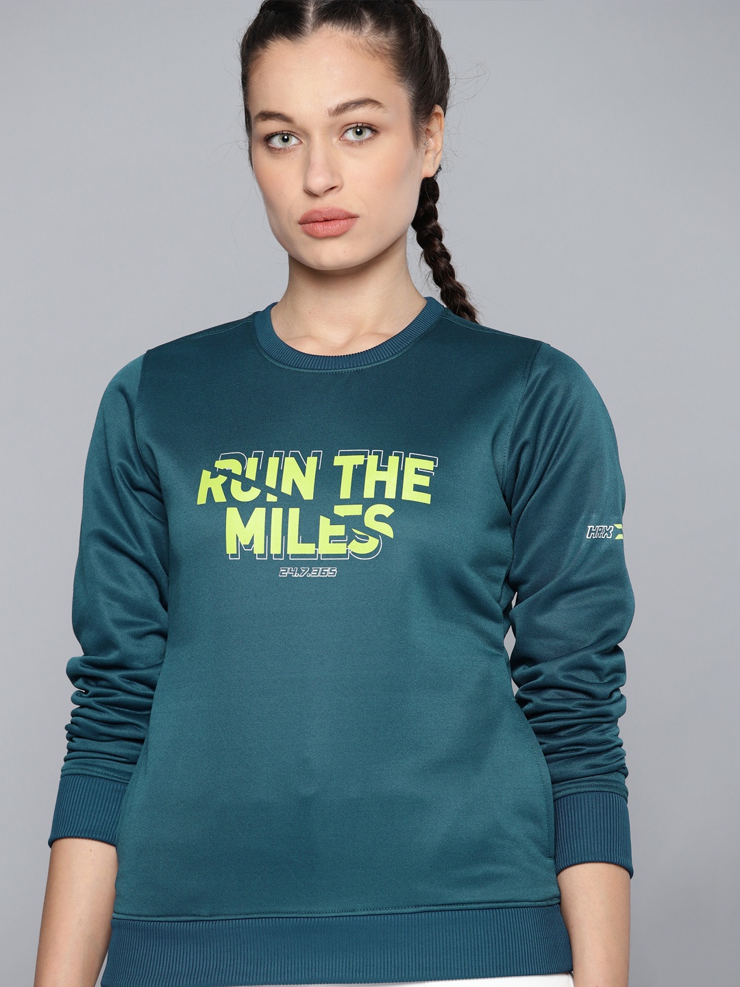 

HRX By Hrithik Roshan Running Women Blue Coral Rapid-Dry Solid Sweatshirts, Teal