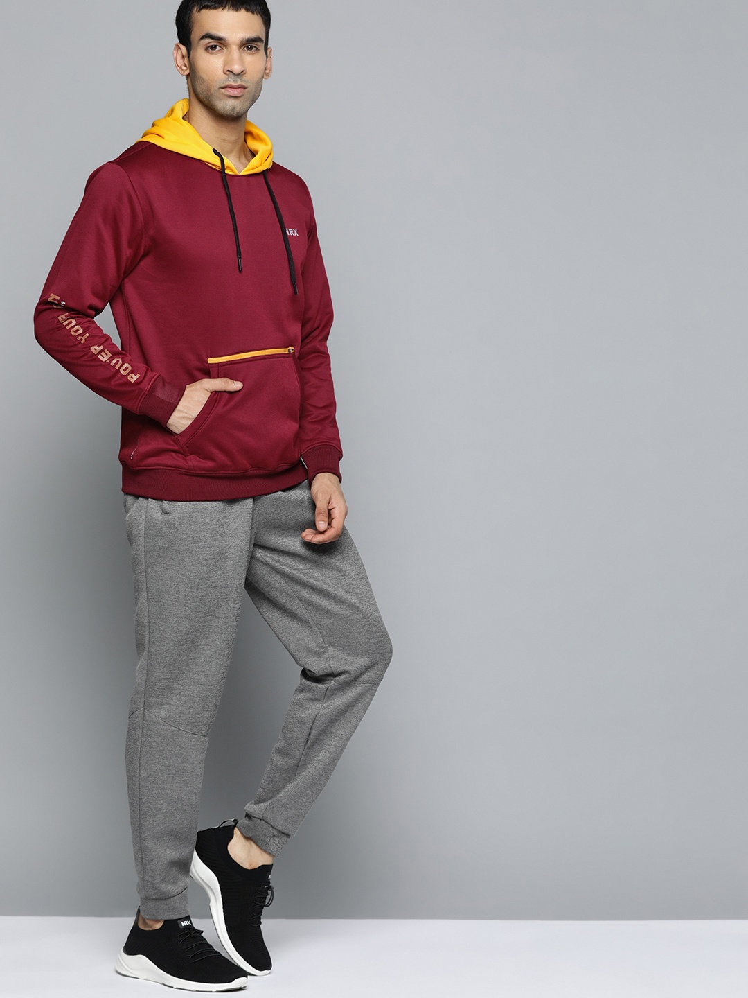 

HRX By Hrithik Roshan Running Men Zinfandel Rapid-Dry Colourblock Sweatshirt, Maroon