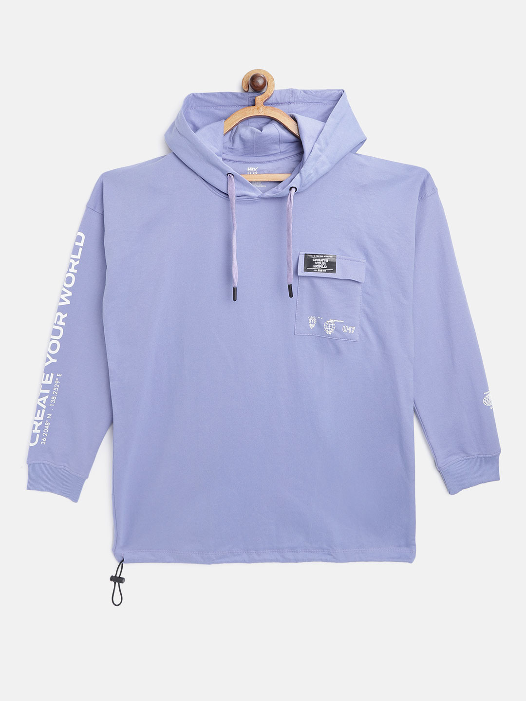 

HRX By Hrithik Roshan U-17 Lifestyle Girls Jacaranda Rapid-Dry Solid Sweatshirts, Purple