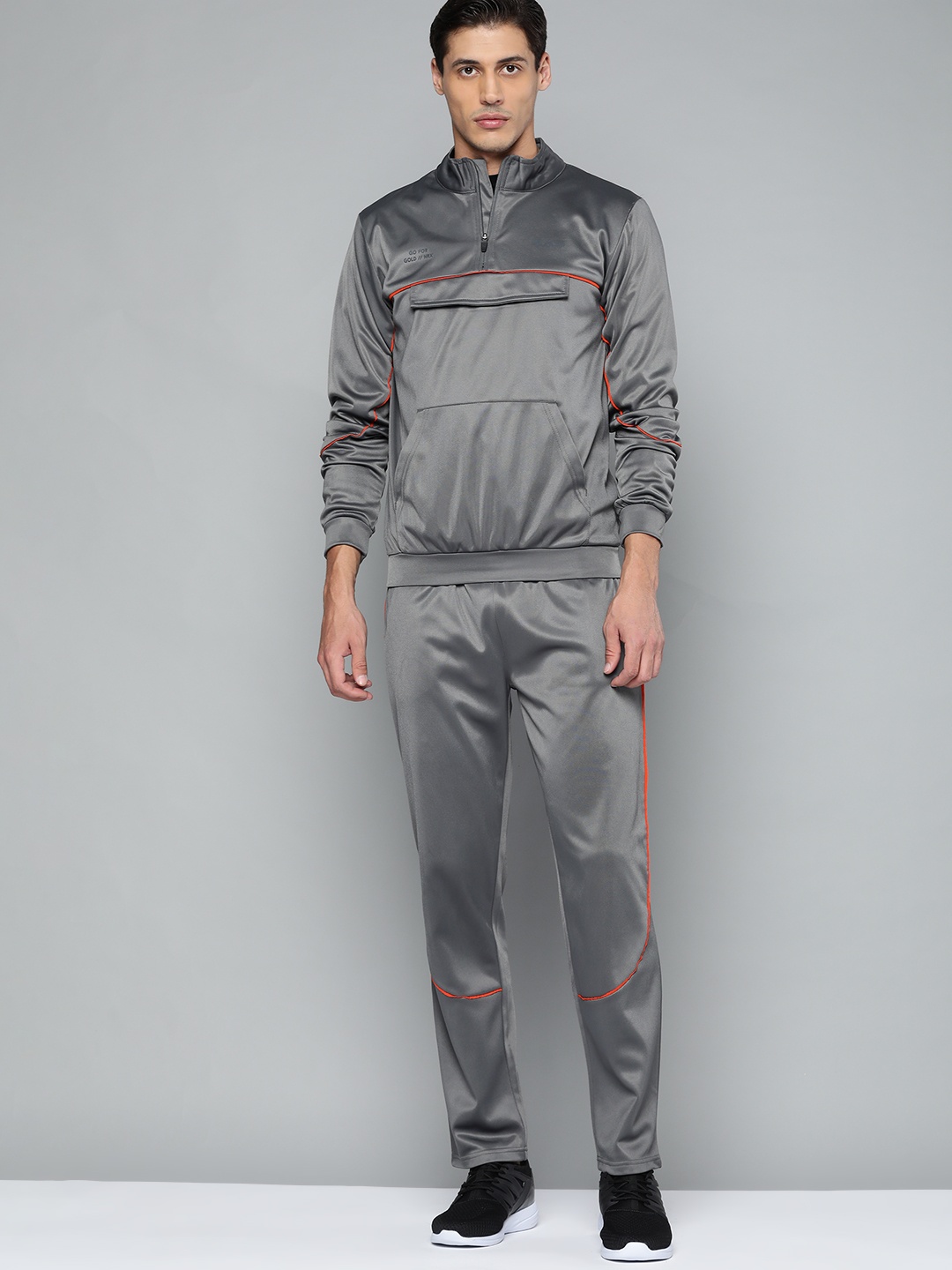 

HRX By Hrithik Roshan Basketball Men Wet Weather Rapid-Dry Solid Tracksuits, Grey