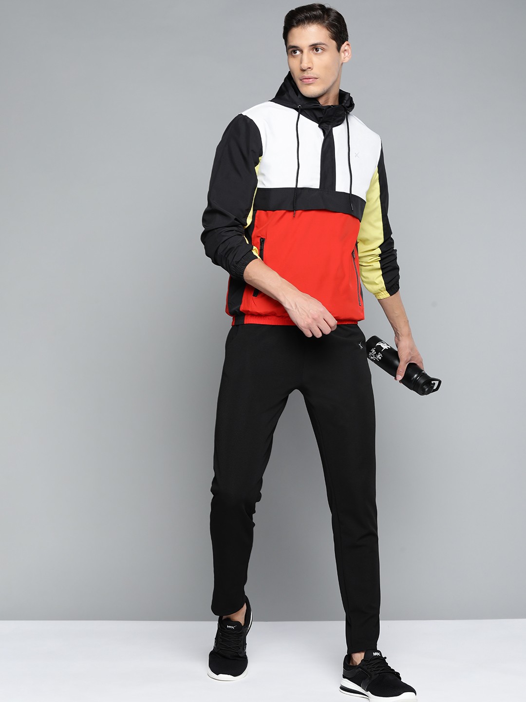 

HRX by Hrithik Roshan Lifestyle Men Jet Black Rapid-Dry Colourblock Jacket