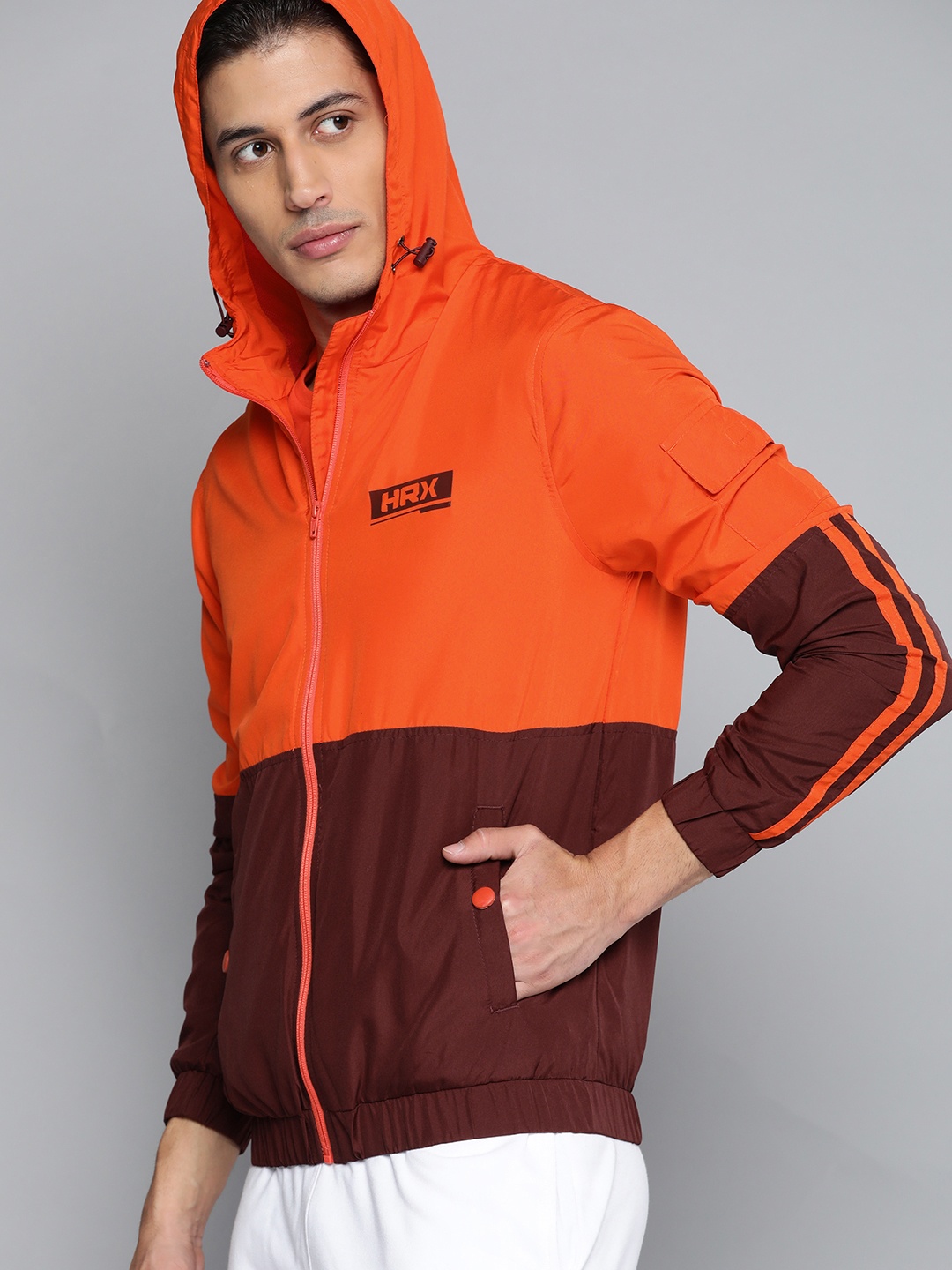 

HRX By Hrithik Roshan Lifestyle Men oxy fire Rapid-Dry Solid Jackets, Orange