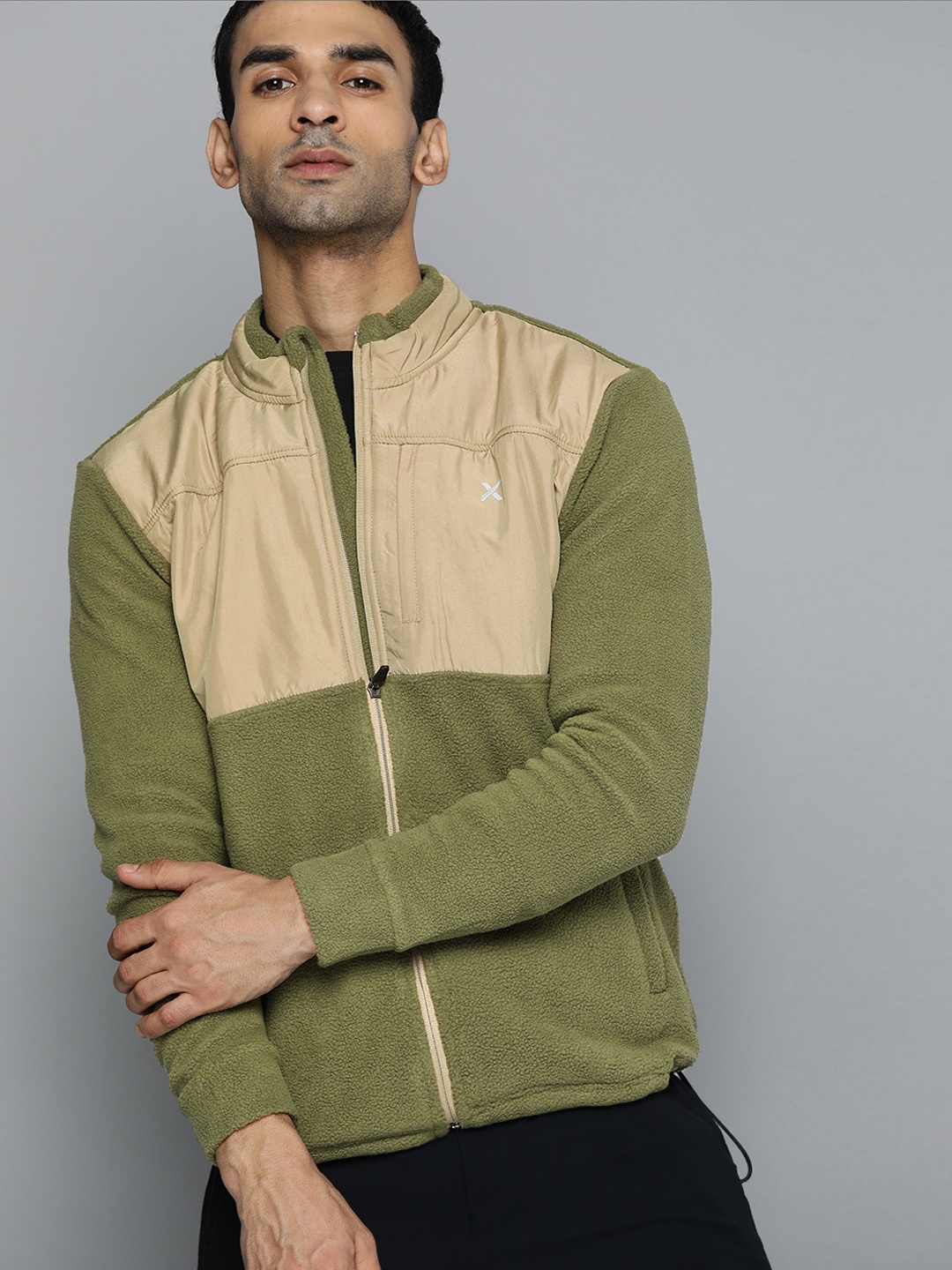 

HRX By Hrithik Roshan Outdoor Men Winter Moss Rapid-Dry Colourblock Jackets, Olive