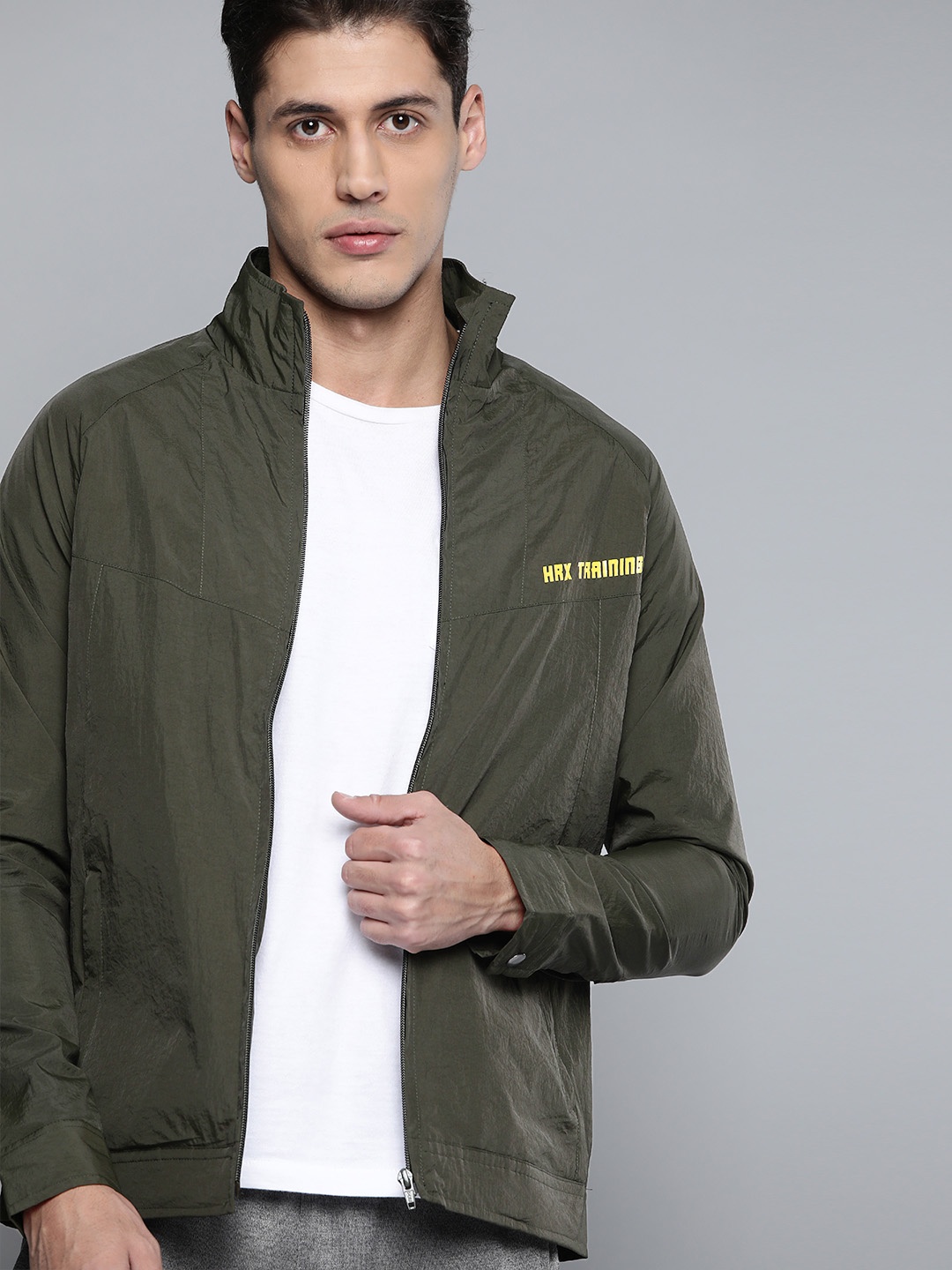 

HRX By Hrithik Roshan Training Men Champagine Rapid-Dry Solid Jackets, Olive