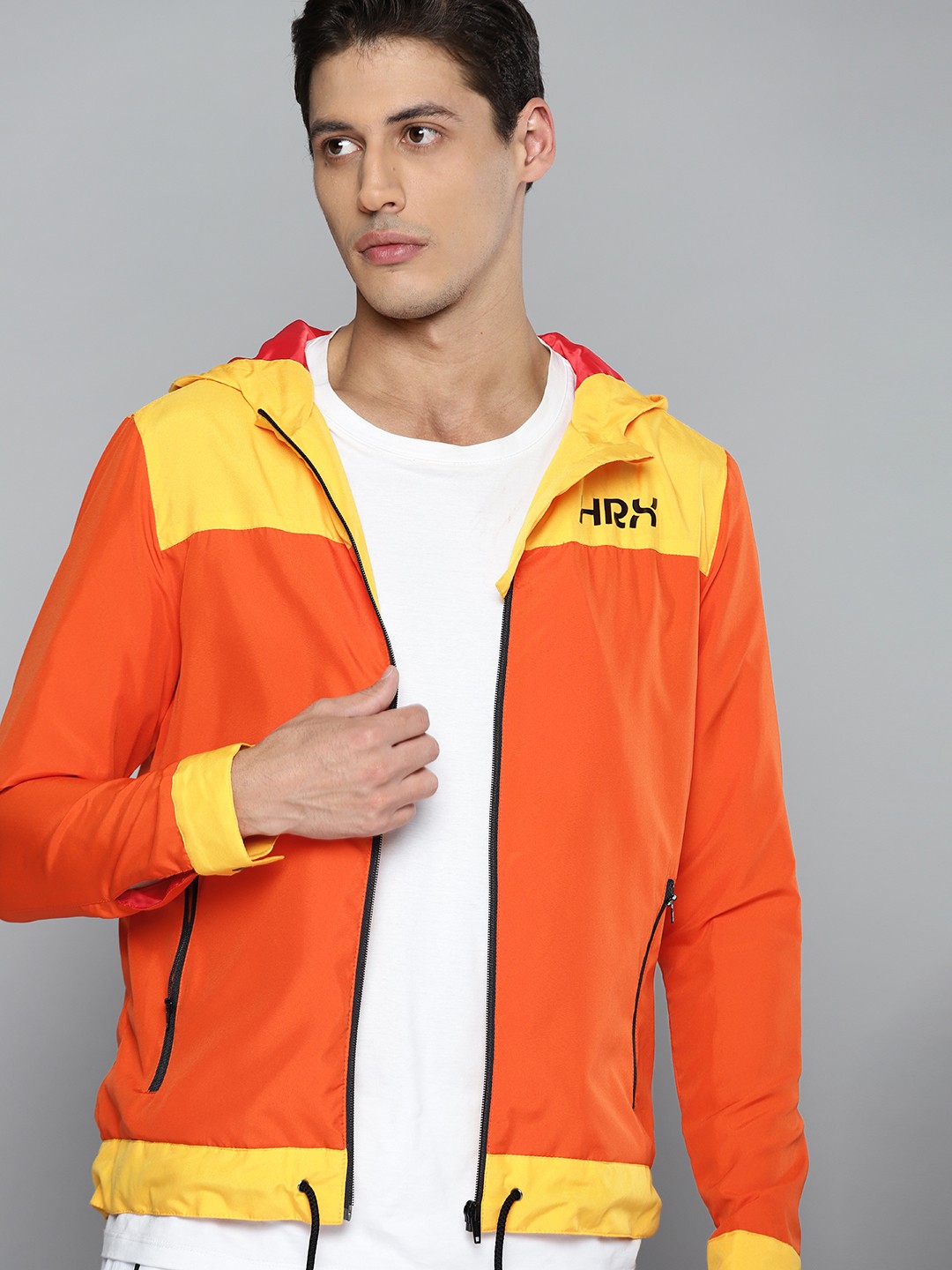 

HRX By Hrithik Roshan Lifestyle Men Oxy Fire Rapid-Dry Colourblock Jacket, Orange