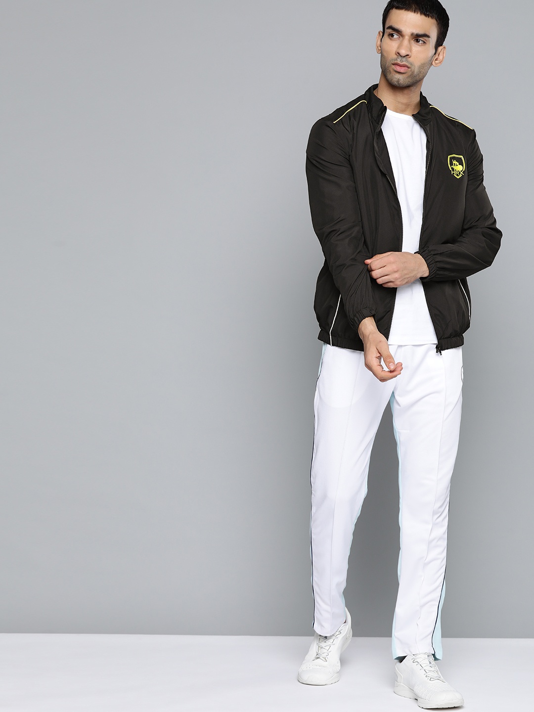 

HRX By Hrithik Roshan Cricket Men Jet Black Rapid-Dry Typography Jacket