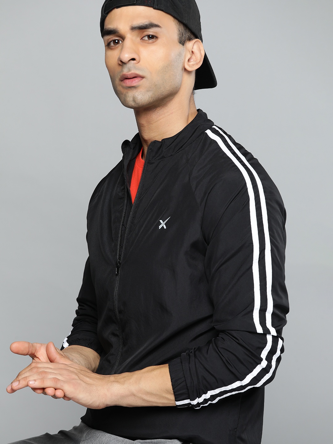 

HRX By Hrithik Roshan Lifestyle Men Jet Black Rapid-Dry Colourblock Jackets