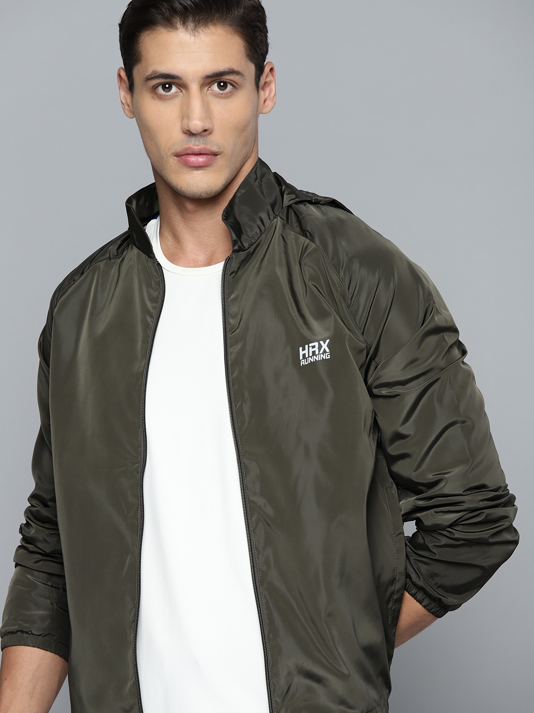 

HRX By Hrithik Roshan Running Men Olive Green Rapid-Dry Solid Jacket