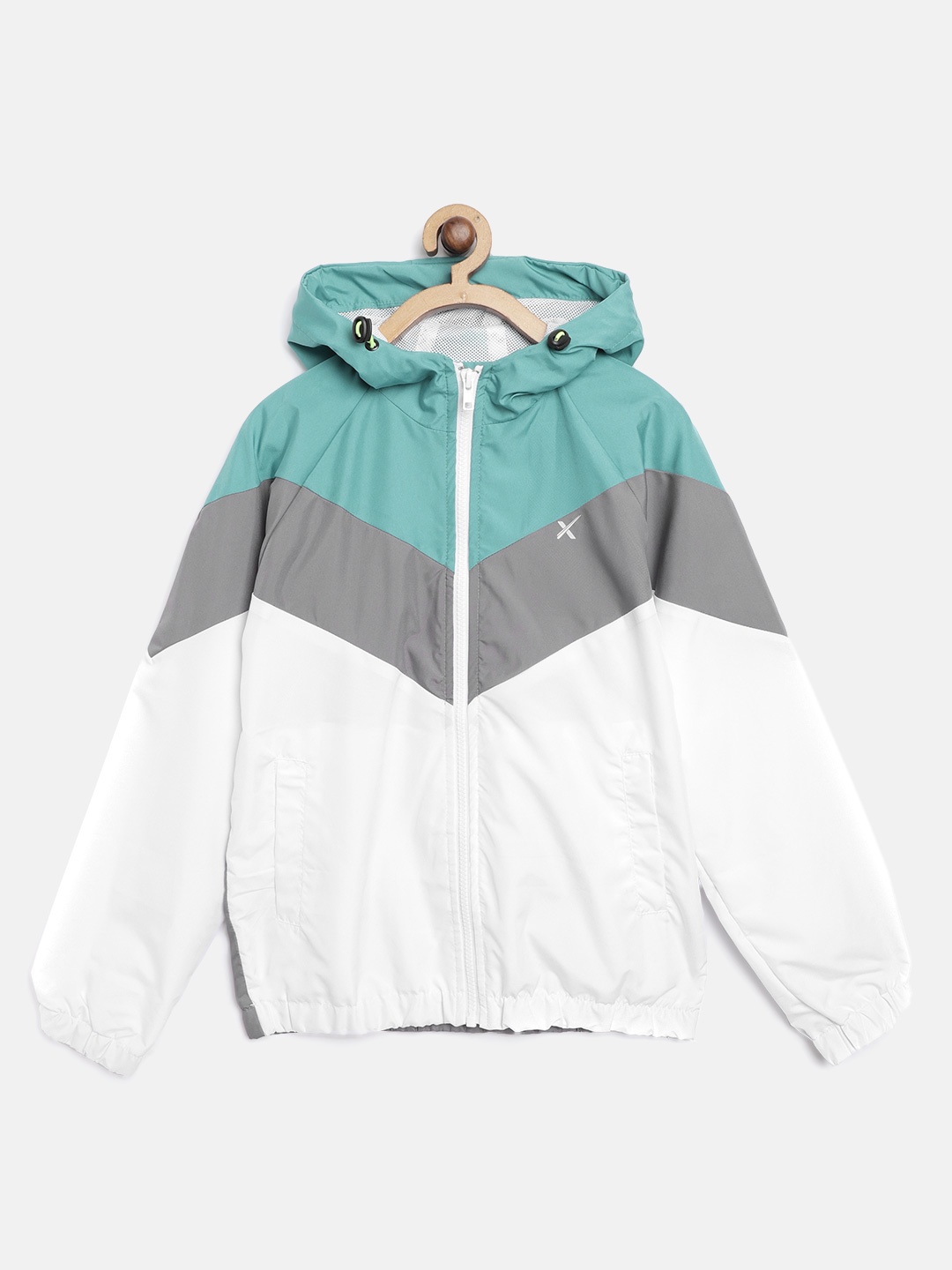 

HRX by Hrithik Roshan U-17 Lifestyle Boys Aqua Mint Rapid-Dry Colourblocked Jacket, Sea green