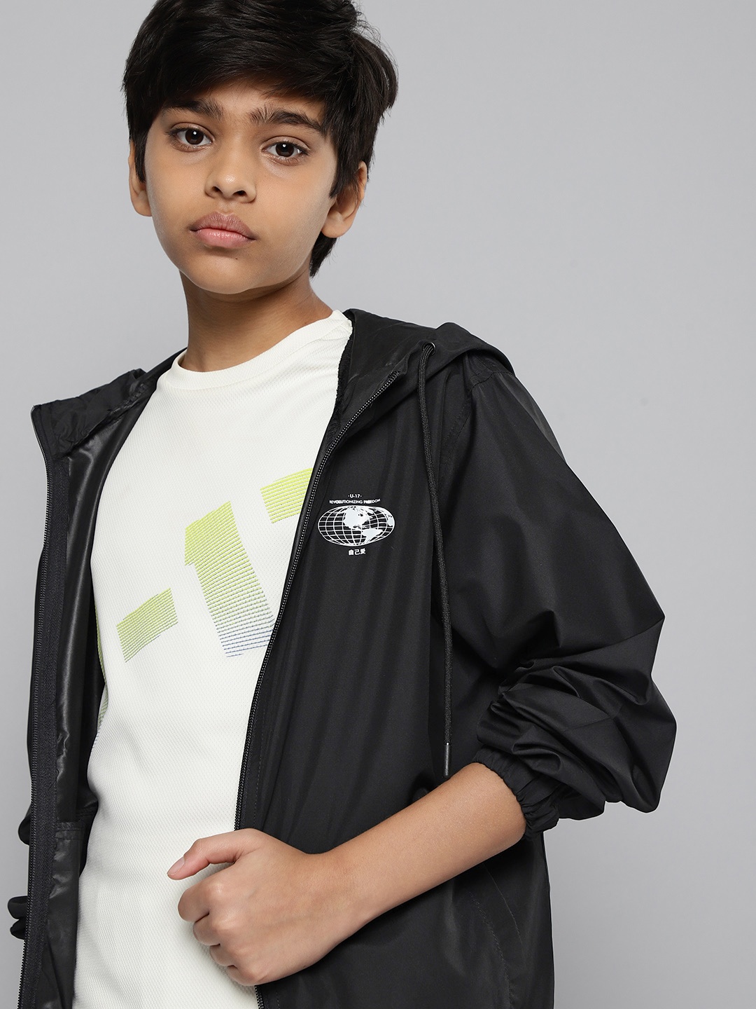 

HRX By Hrithik Roshan U-17 Lifestyle Boys Jet Black Rapid-Dry Sporty Jacket