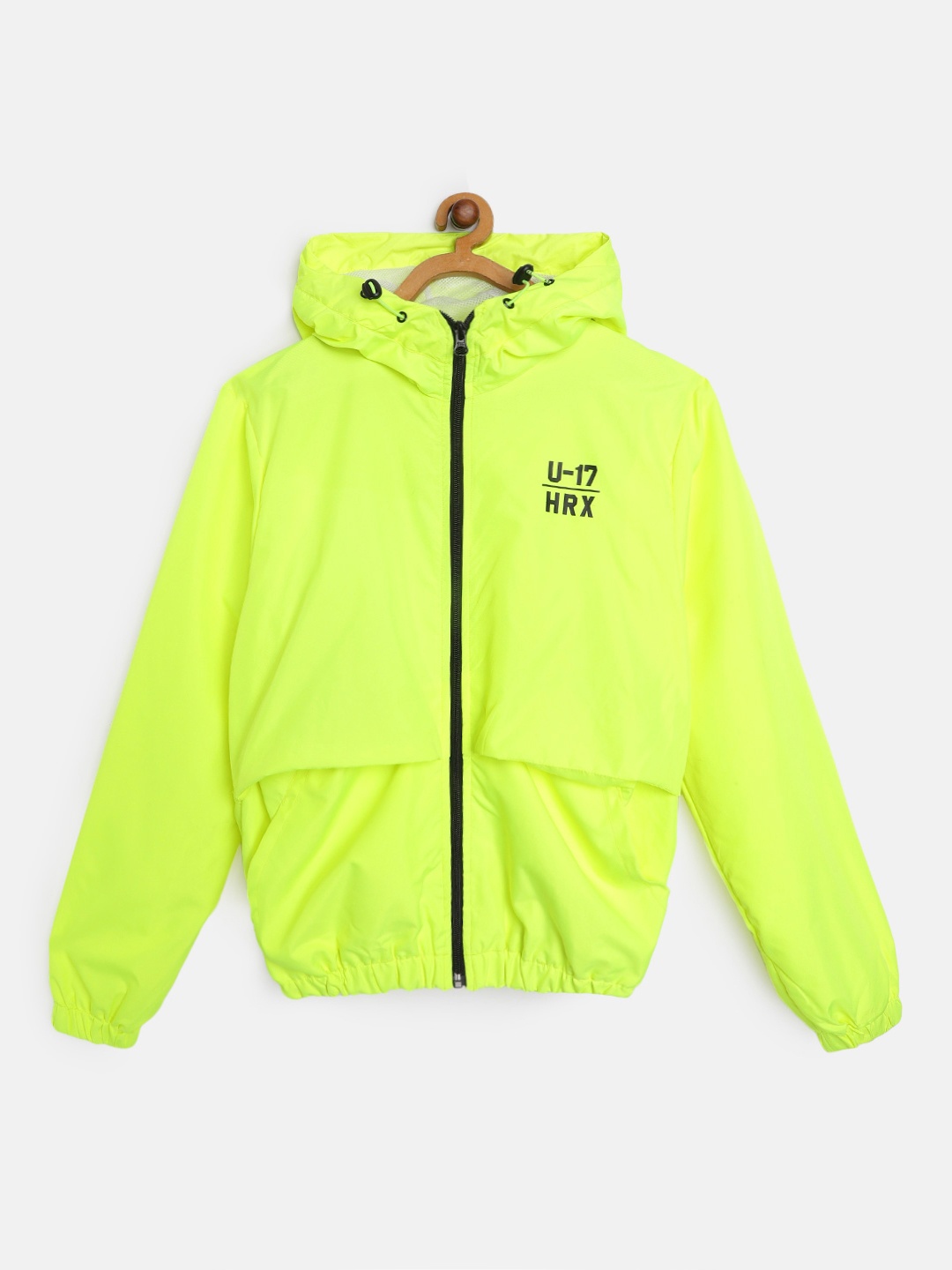 

HRX by Hrithik Roshan U-17 Active Boys Neon Lime Rapid-Dry Solid Jackets, Fluorescent green