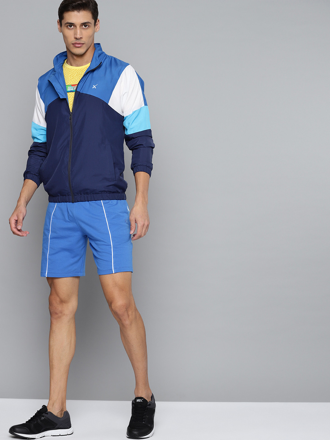 

HRX By Hrithik Roshan Lifestyle Men Medieval Blue Rapid-Dry Colourblock Jacket, Navy blue
