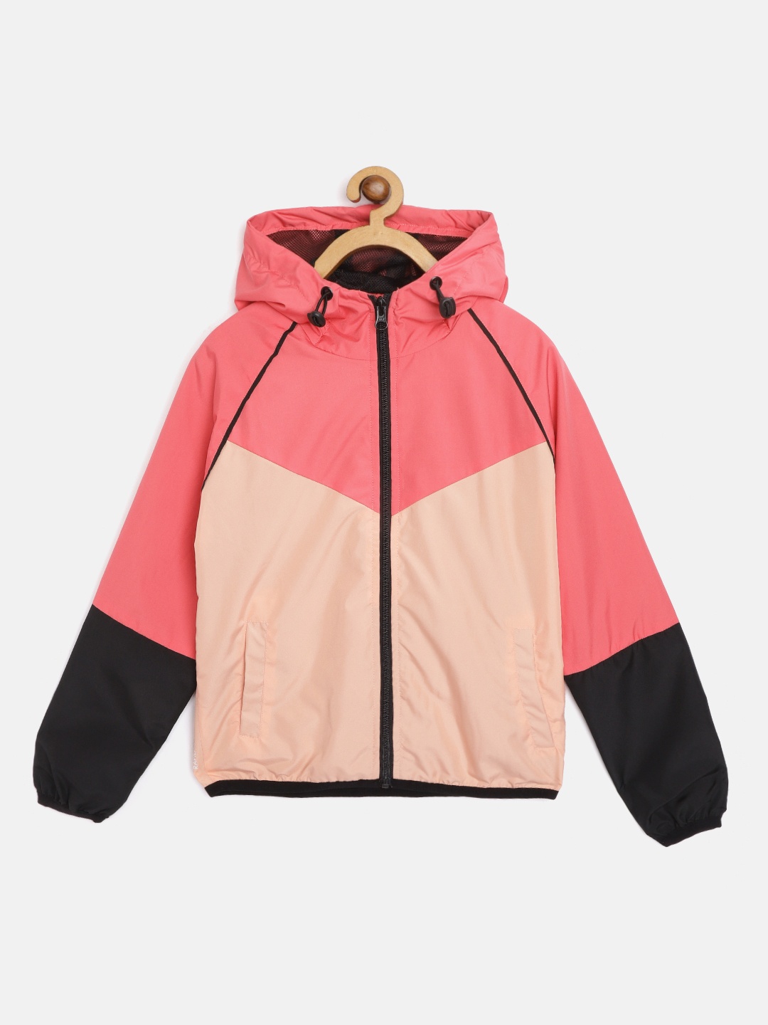 

HRX By Hrithik Roshan U-17 Active Girls Peach Amber Rapid-Dry Colourblock Jackets