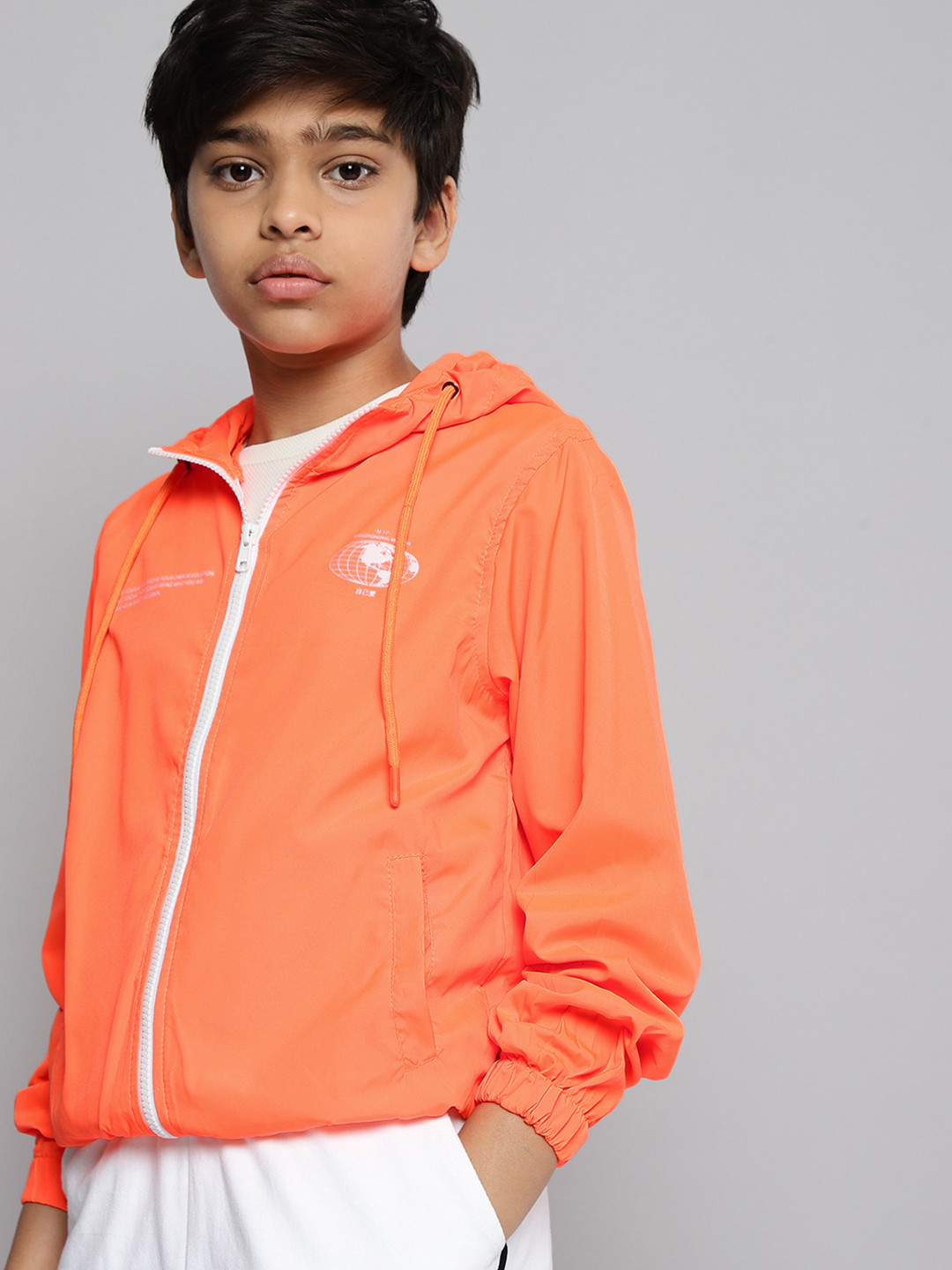 

HRX By Hrithik Roshan U-17 Lifestyle Boys Marmalade Rapid-Dry Solid Jacket, Orange