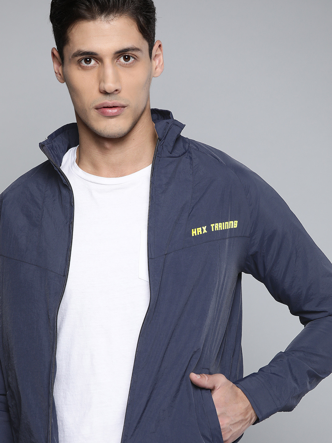

HRX By Hrithik Roshan Training Men Black Rapid-Dry Solid Jackets, Navy blue